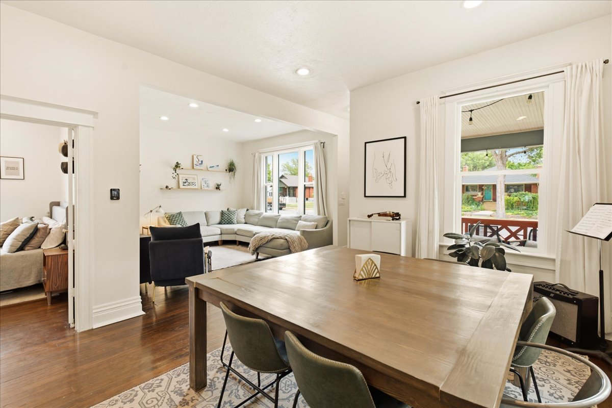Spacious interior featuring wood-finish flooring, recessed lighting, and a neutral color palette