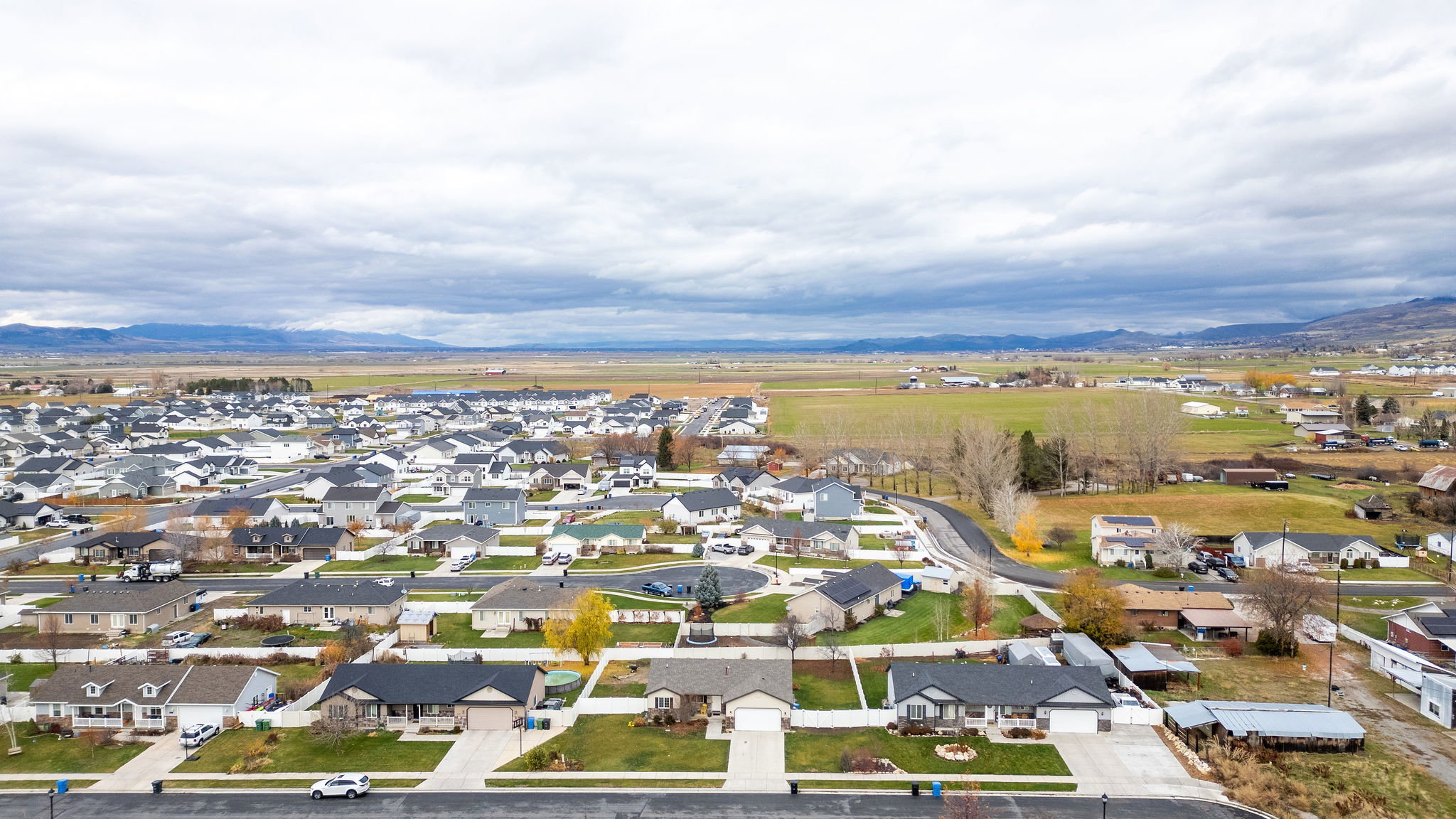 Expansive residential area featuring numerous single-story properties with varied rooflines