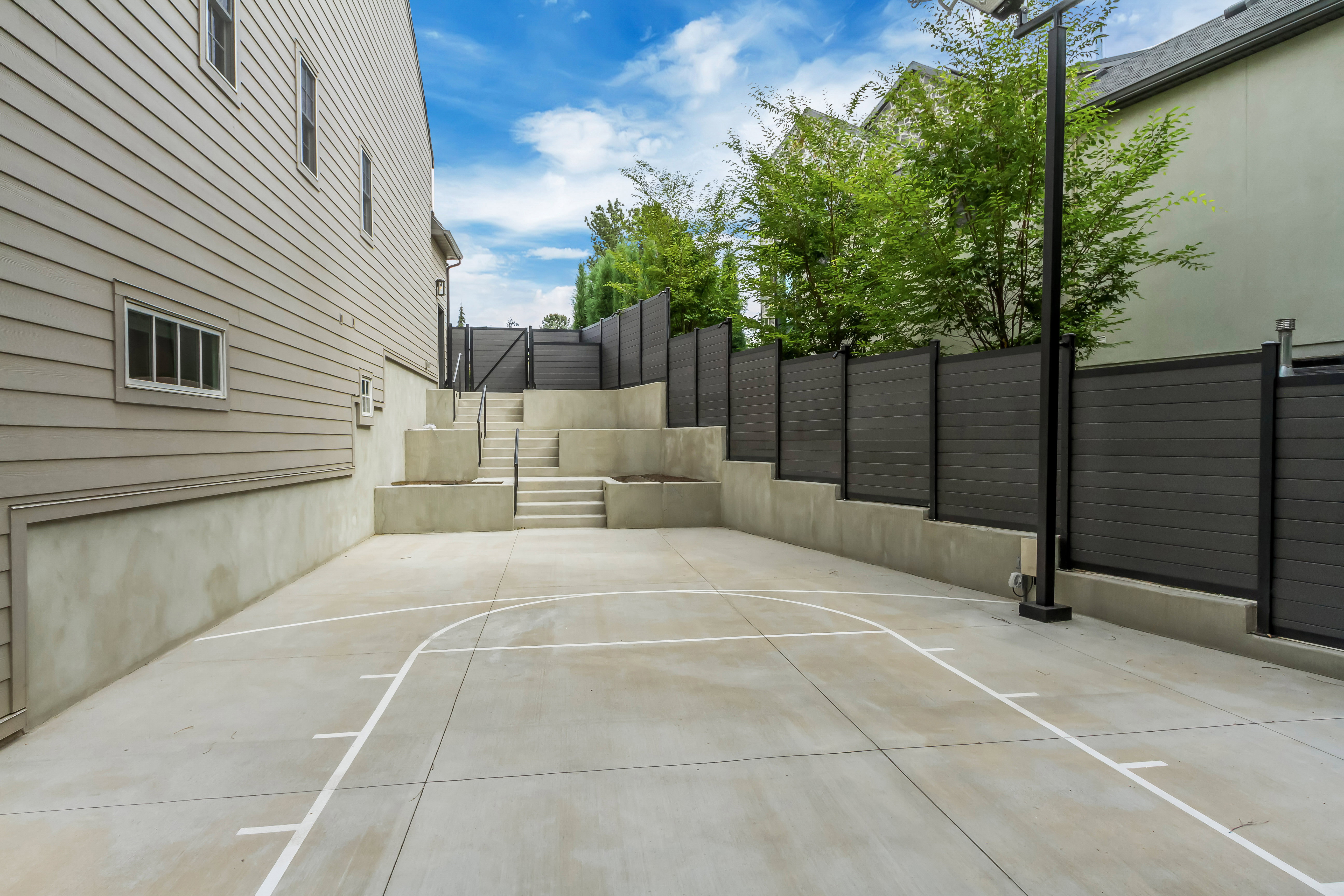 Concrete sport court with painted lines