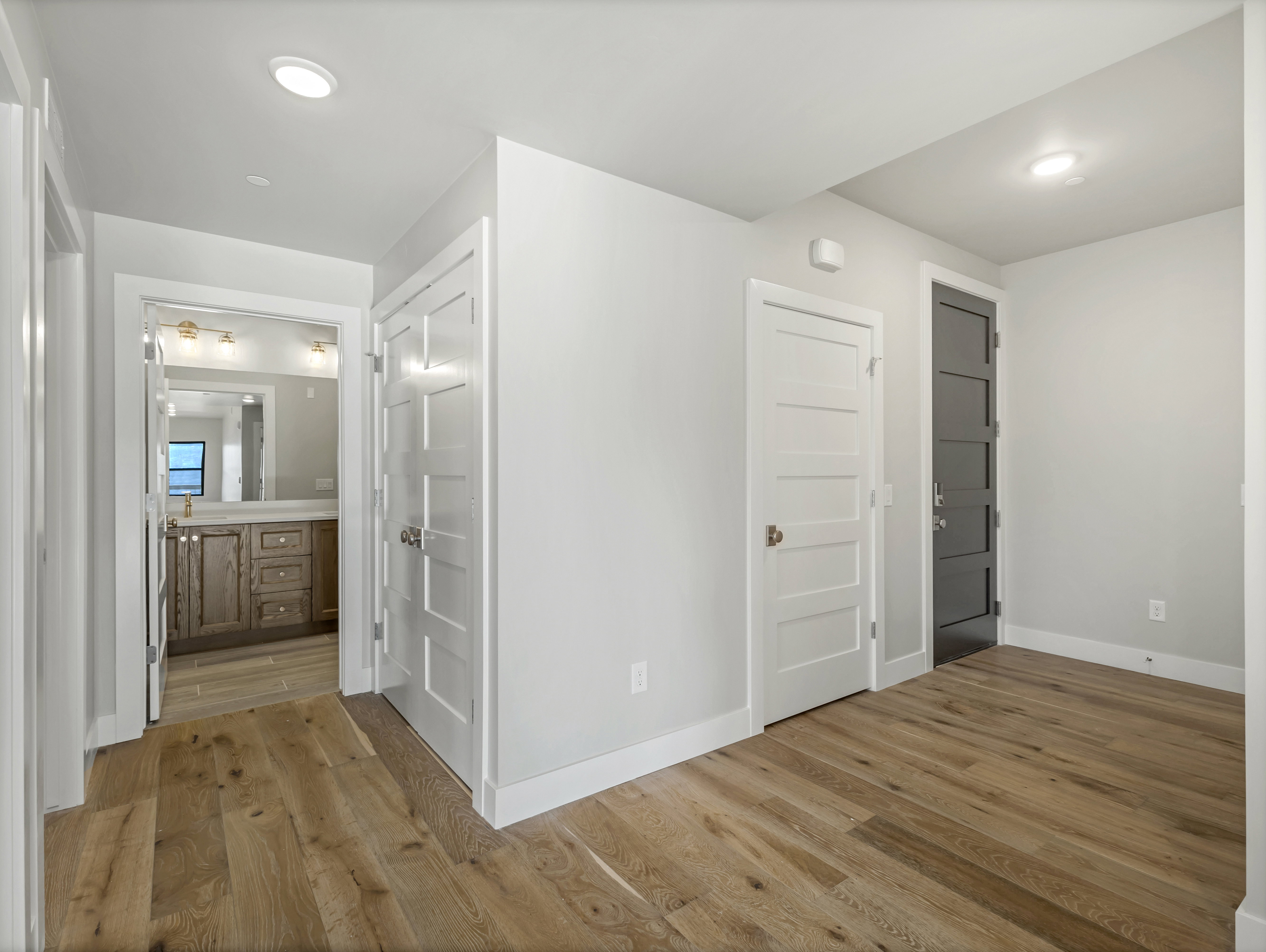 Wood-finish flooring throughout