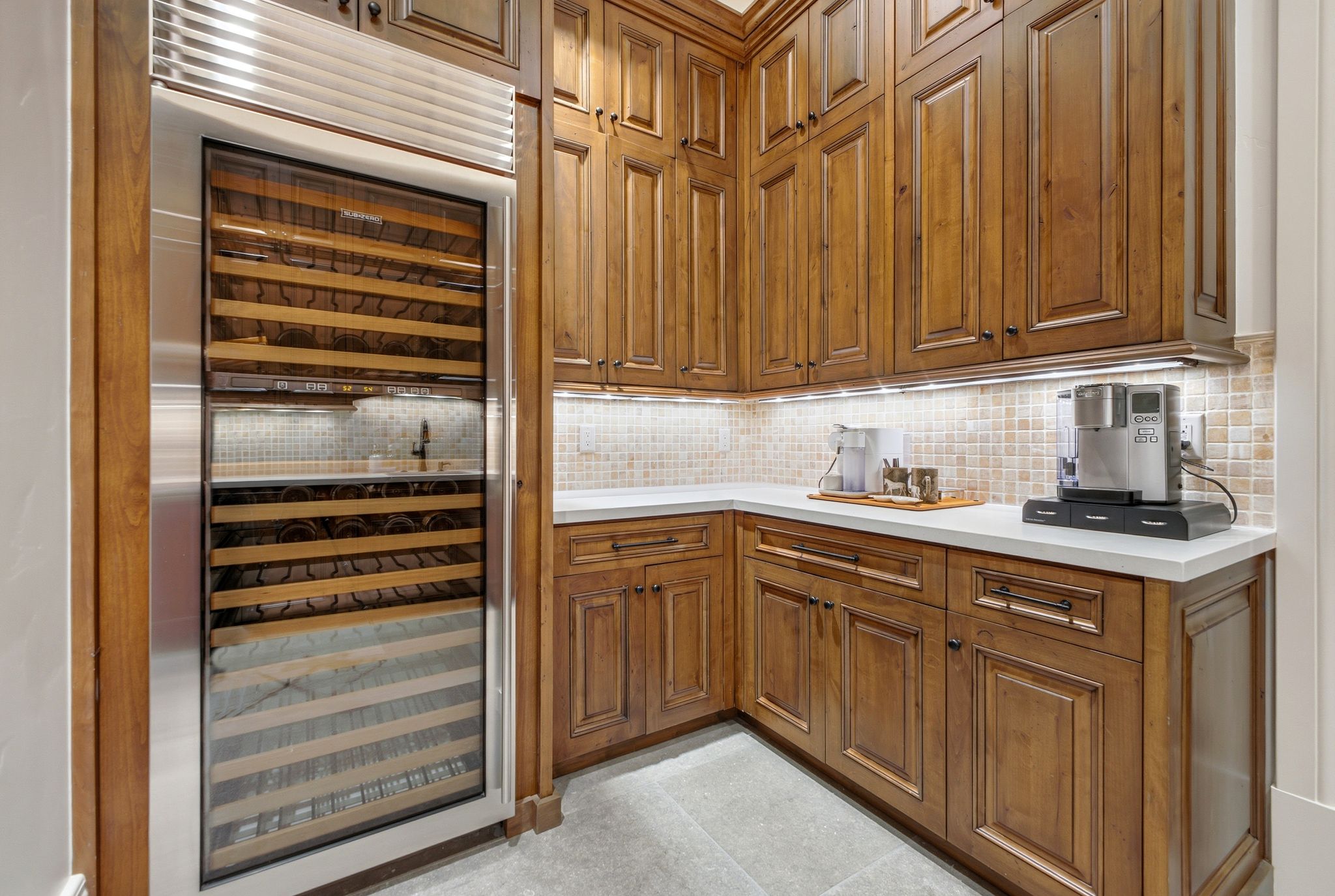 Integrated stainless steel wine refrigerator with glass door